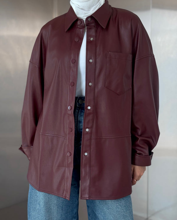 Button Down Leather Jacket