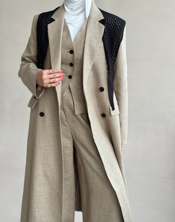 Glittered Long Blazer  3PC Set
