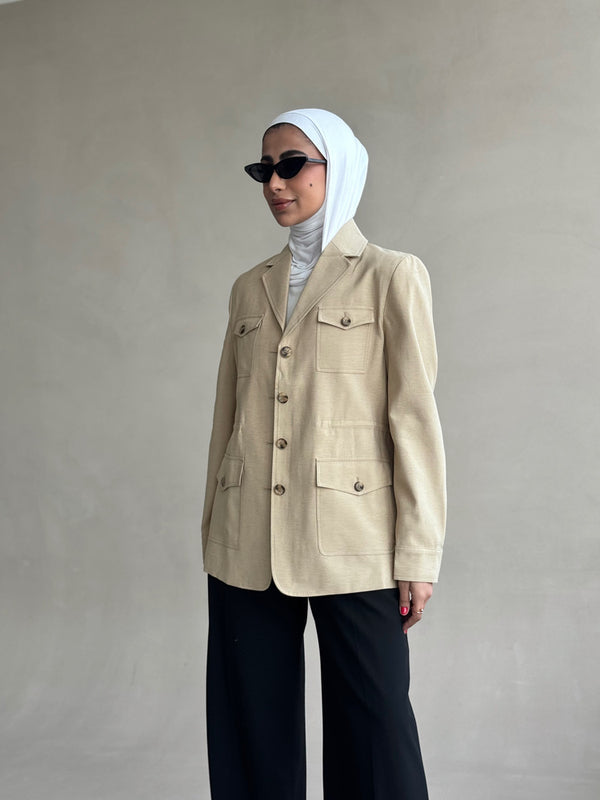 Waist Drawstringed 4-Pocket Jacket