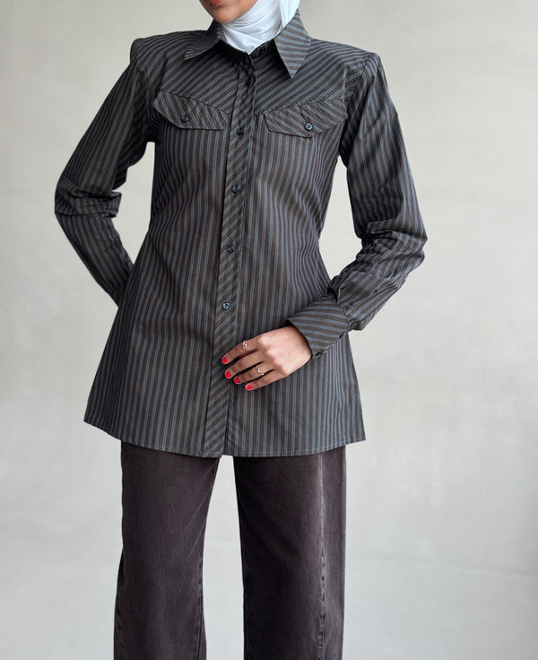 Side Buttoned Plaid Shirt