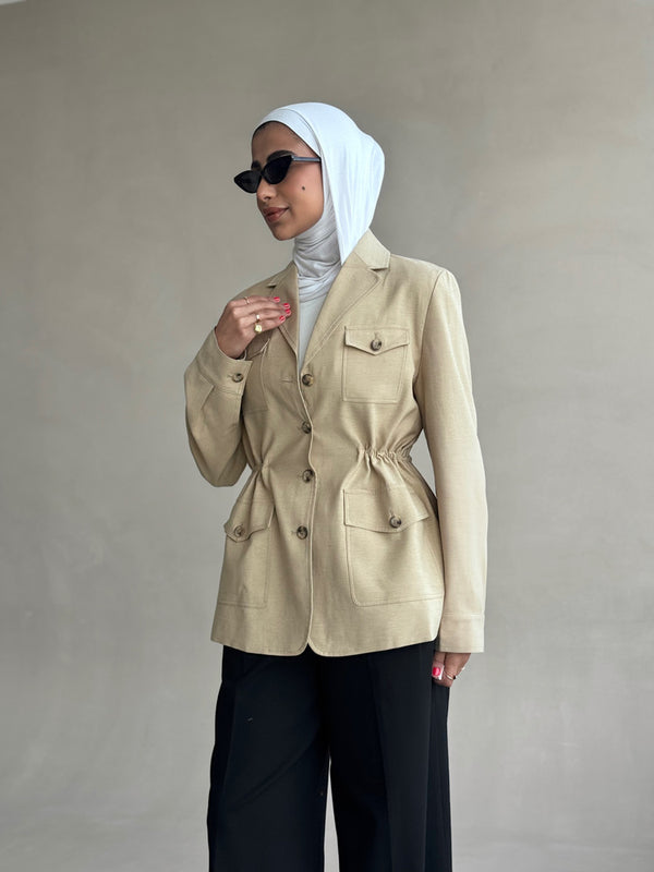 Waist Drawstringed 4-Pocket Jacket