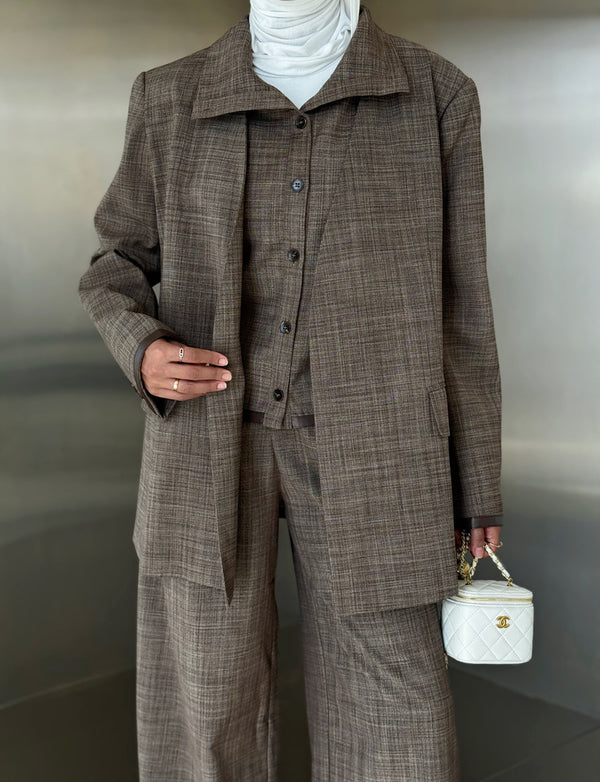 3PC Open Blazer Vest Set