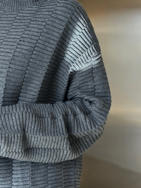 Turtleneck Ribbed Design  Skirt Set