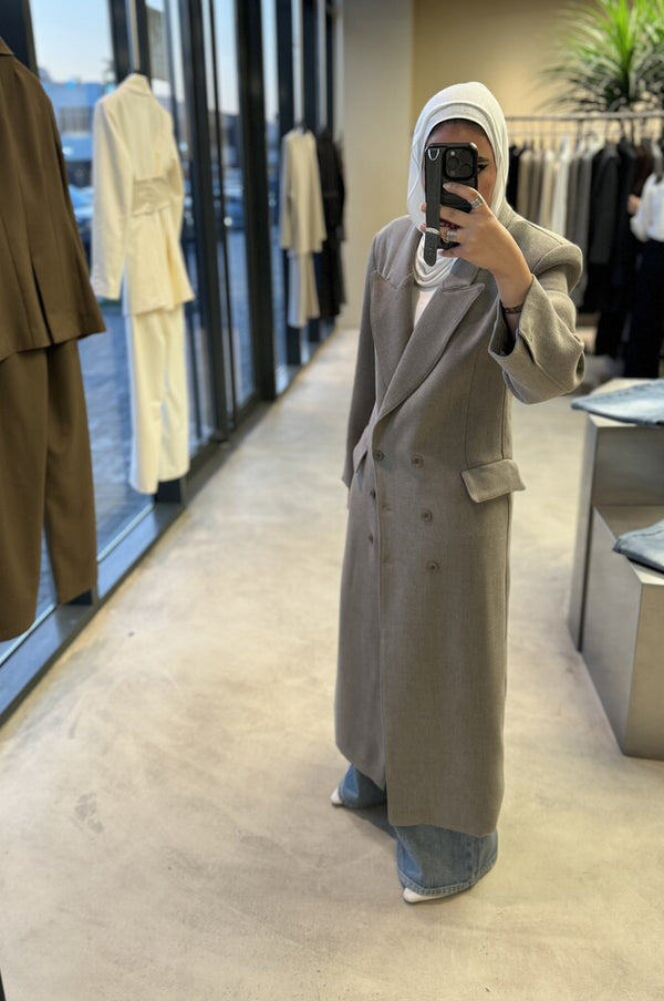 6 Buttons Thick  Waisted Long Blazer