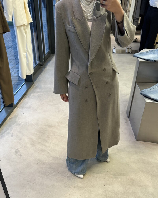 6 Buttons Thick  Waisted Long Blazer