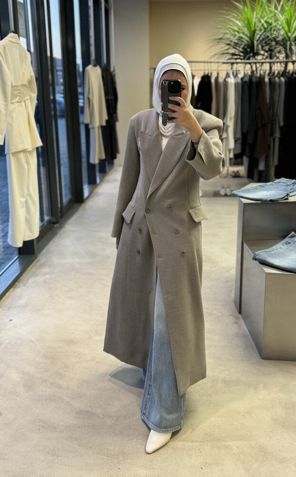 6 Buttons Thick  Waisted Long Blazer
