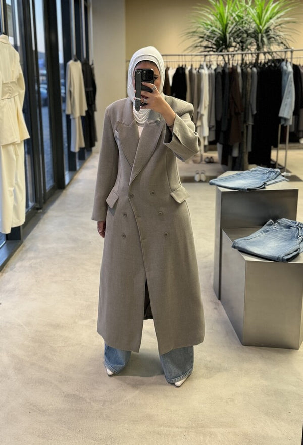 6 Buttons Thick  Waisted Long Blazer