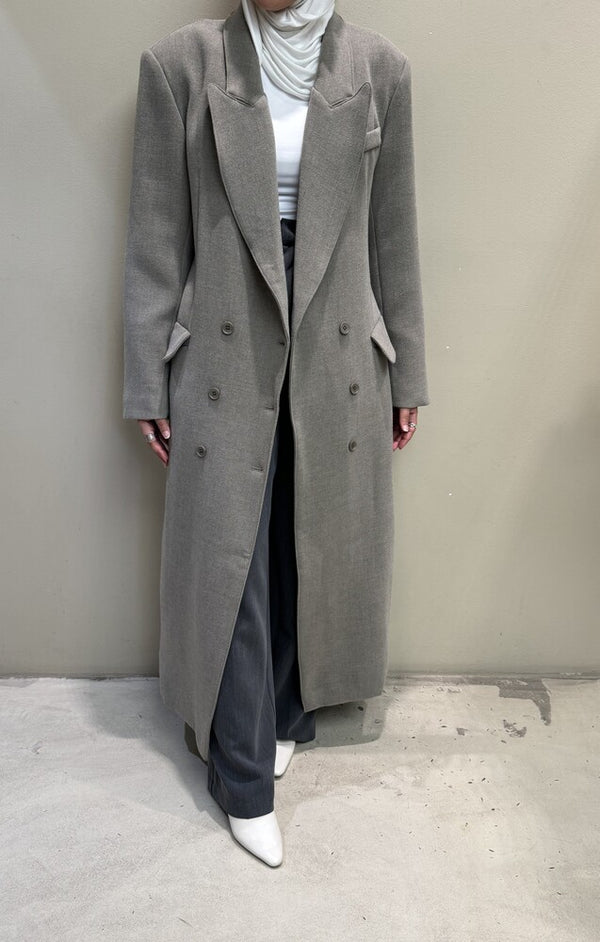 6 Buttons Thick  Waisted Long Blazer