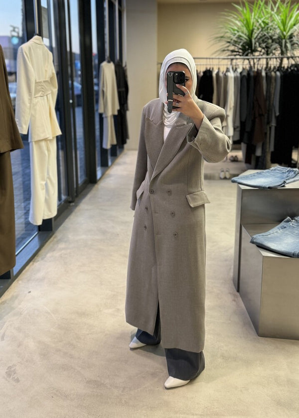 6 Buttons Thick  Waisted Long Blazer