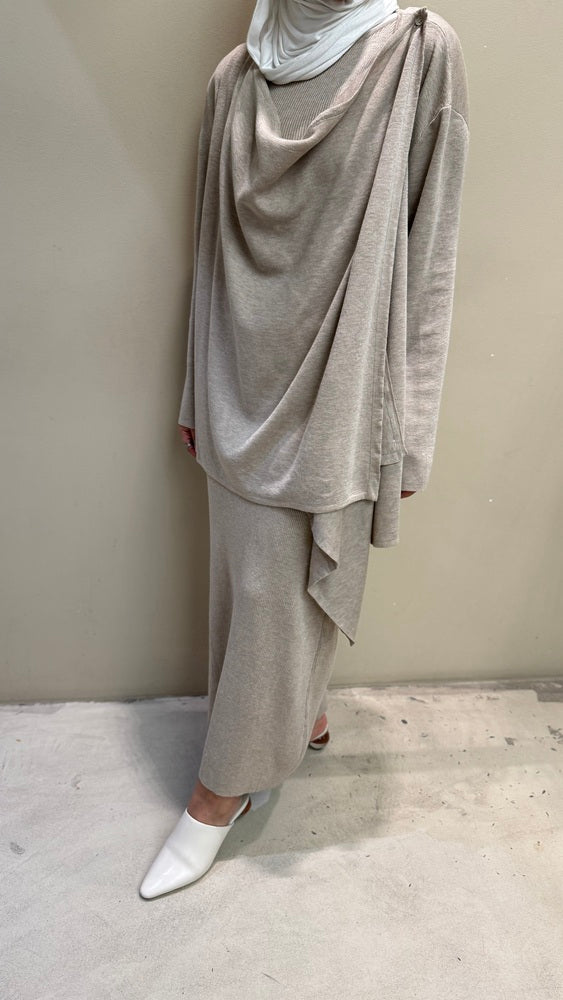2PC Knitted Cardigan Dress Set