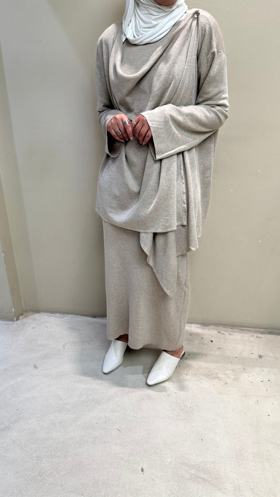 2PC Knitted Cardigan Dress Set