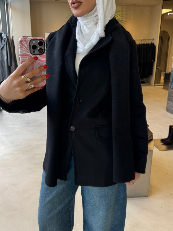 Woolen Slim Fit Jacket w/ Scarf