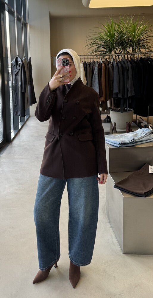 6 Black Buttons Woolen Jacket