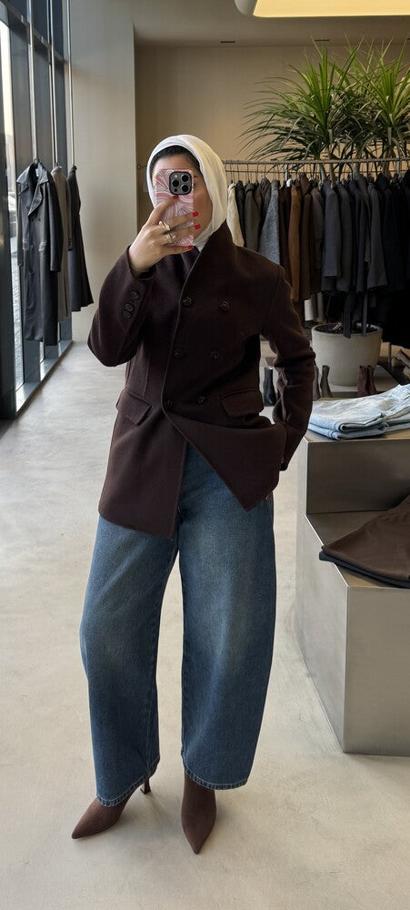 6 Black Buttons Woolen Jacket