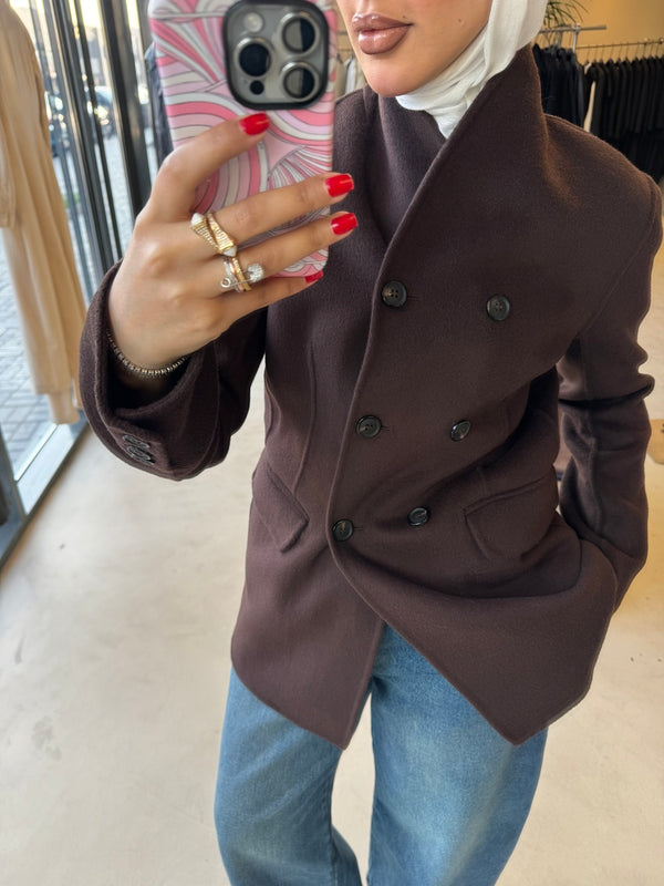 6 Black Buttons Woolen Jacket