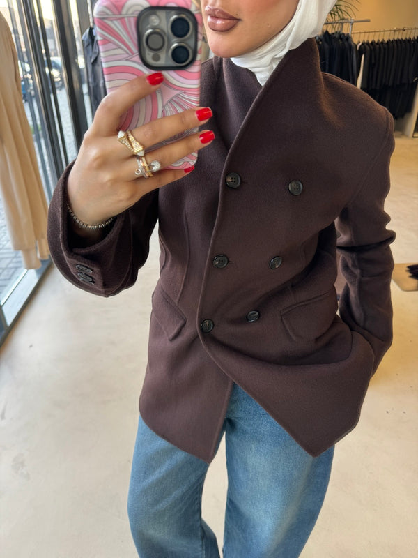 6 Black Buttons Woolen Jacket