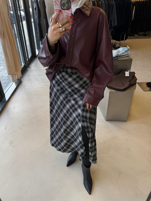 A-line Checked Slit Skirt