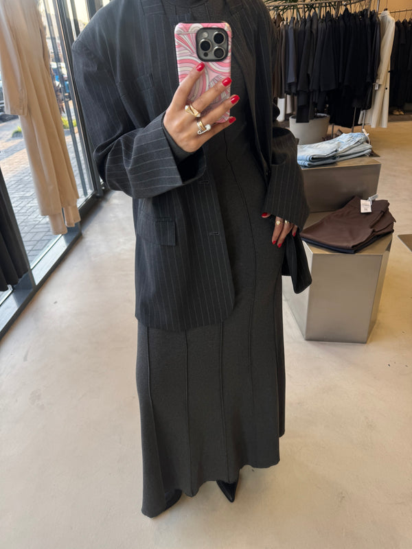 Striped Blazer  Turtleneck Dress Set