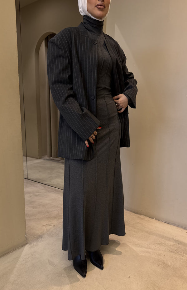 Striped Blazer  Turtleneck Dress Set