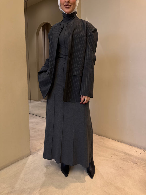 Striped Blazer  Turtleneck Dress Set