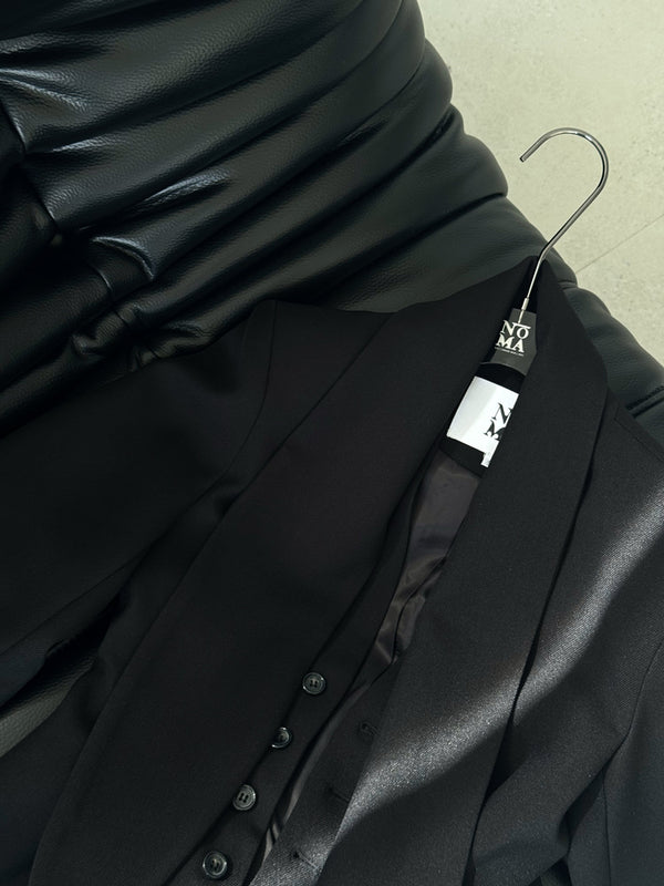 Gathered Waist Blazer w/ Scarf