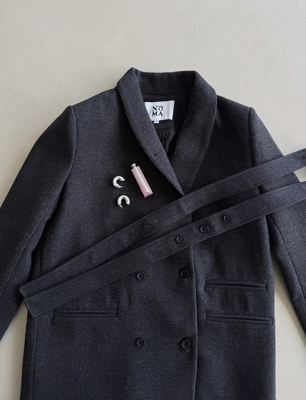 Woolen Belted  Blazer Set