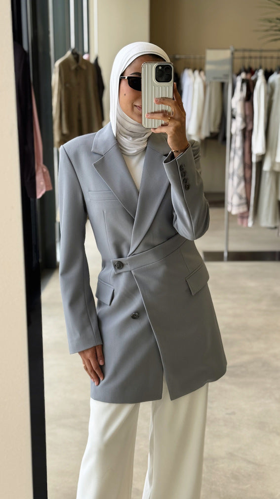 Slim Fit Belt Designed Blazer