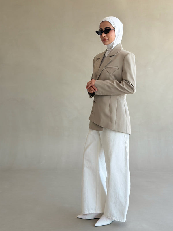 Diagonal Button Line Blazer