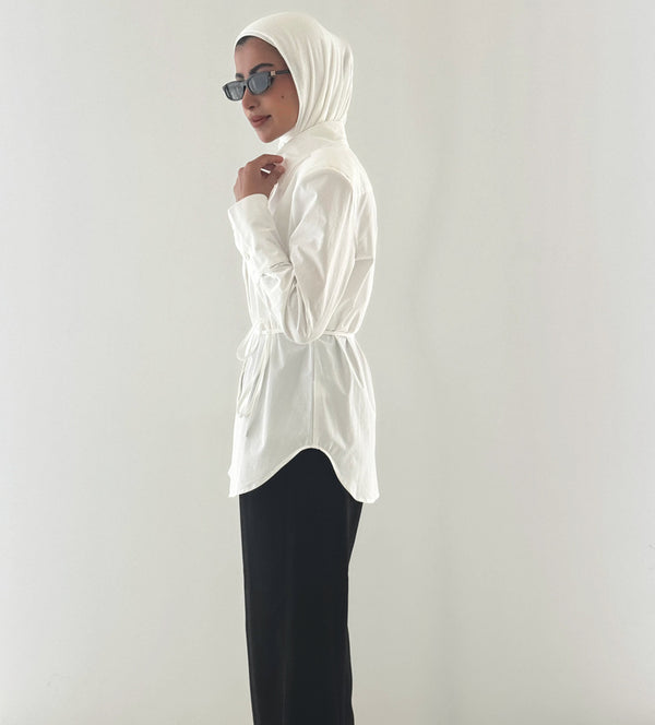Solid Color Lace Up Shirt