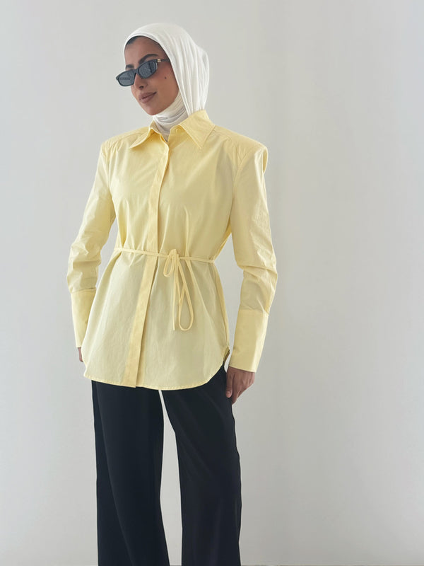 Solid Color Lace Up Shirt