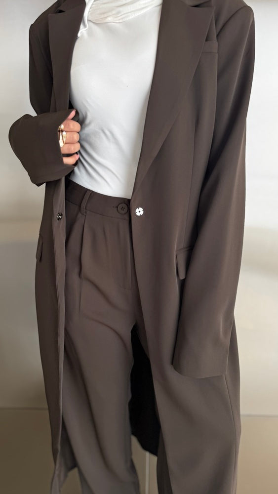 One Button Long Blazer w/ Pants SetX