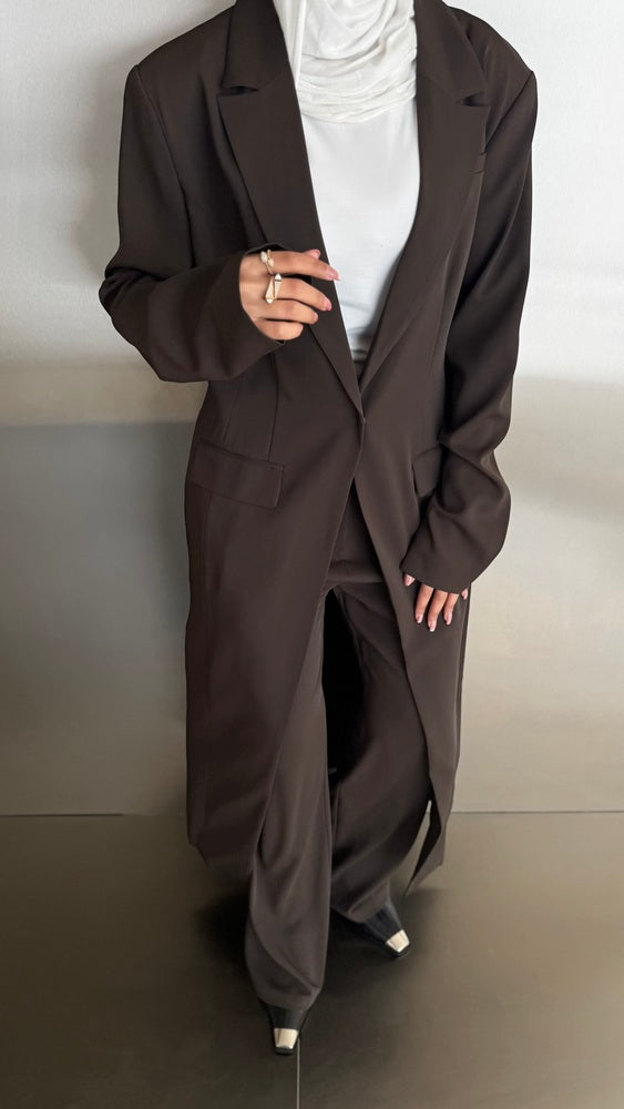 One Button Long Blazer w/ Pants SetX