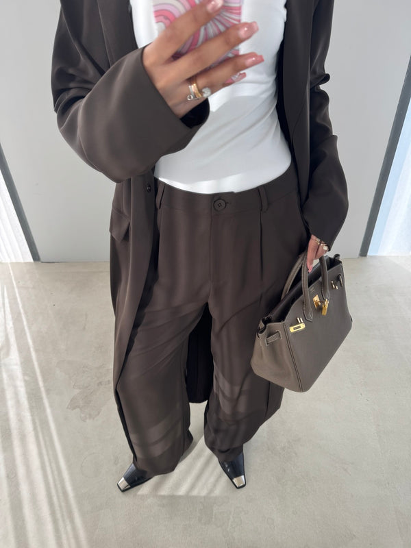 One Button Long Blazer w/ Pants SetX