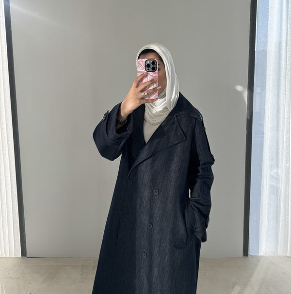 Denim Trench Coat w/ Belt