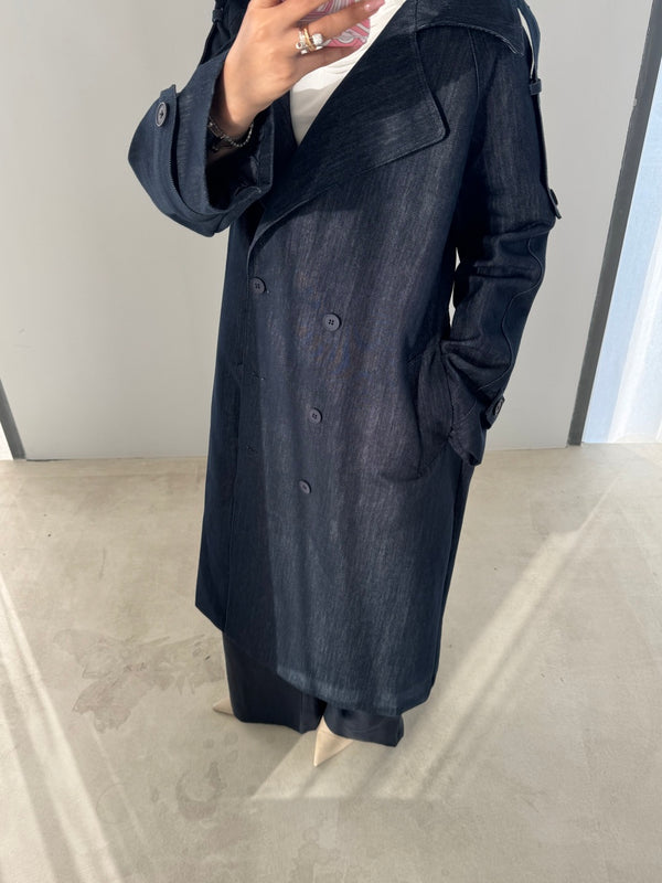 Denim Trench Coat w/ Belt