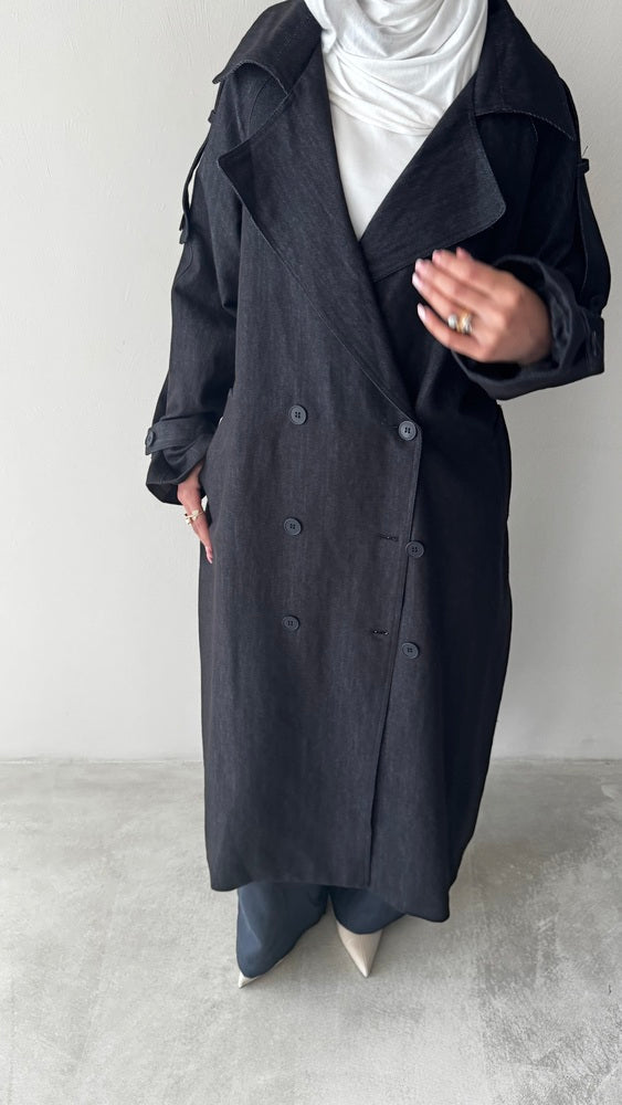 Denim Trench Coat w/ Belt