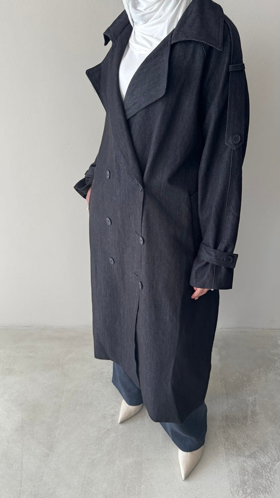 Denim Trench Coat w/ Belt
