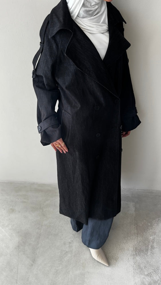 Denim Trench Coat w/ Belt