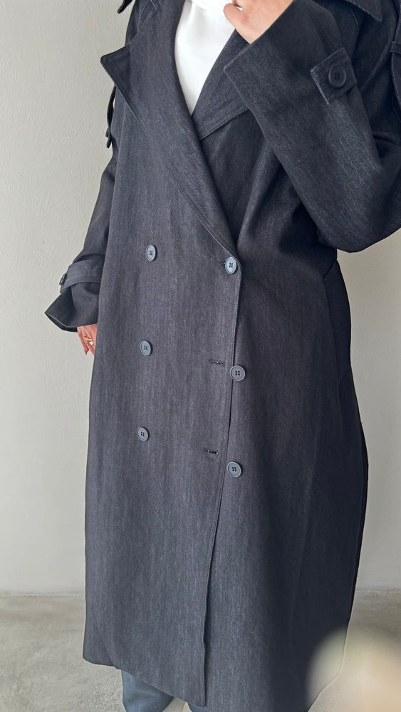 Denim Trench Coat w/ Belt