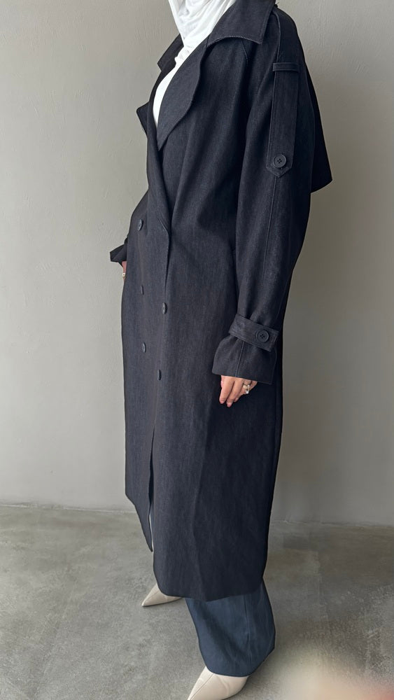 Denim Trench Coat w/ Belt