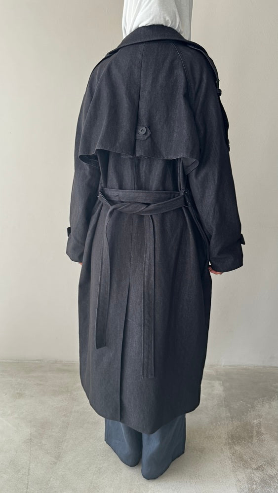 Denim Trench Coat w/ Belt