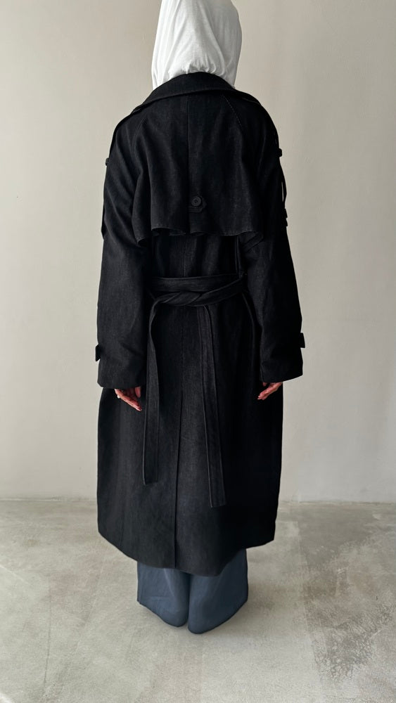 Denim Trench Coat w/ Belt