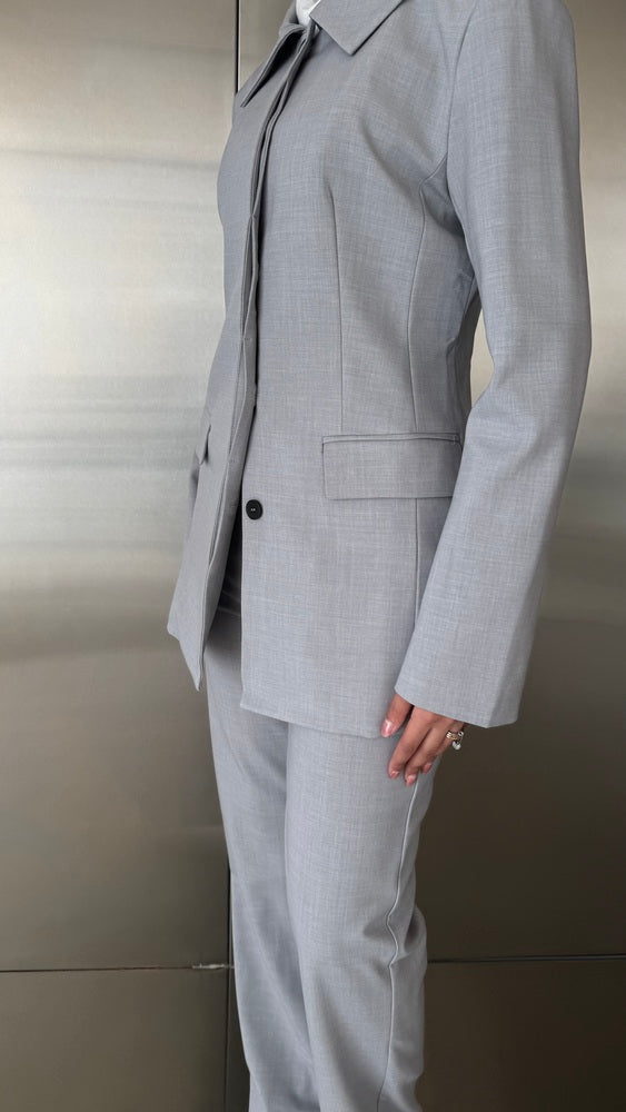 Hidden Buttons Blazer Set 2PC