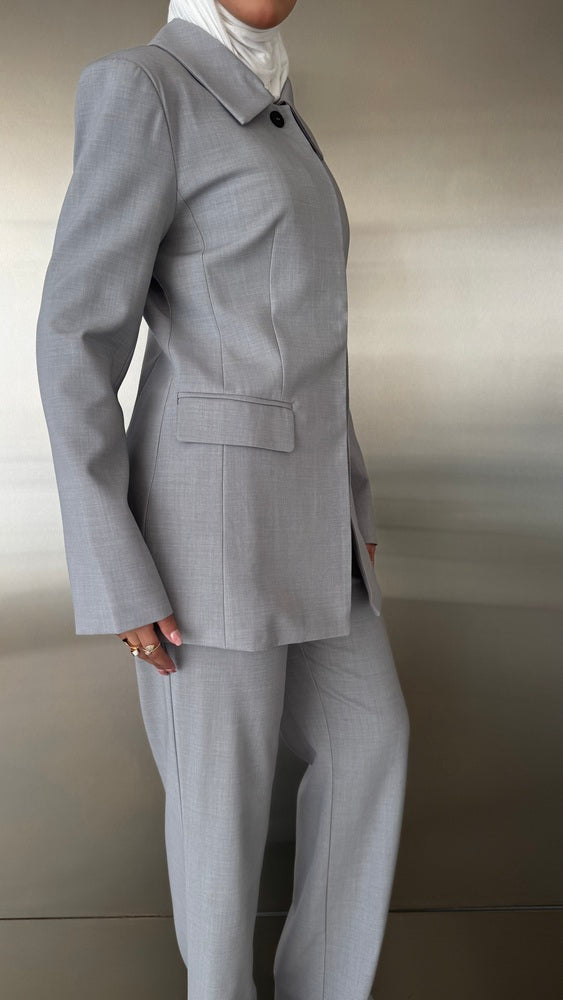Hidden Buttons Blazer Set 2PC