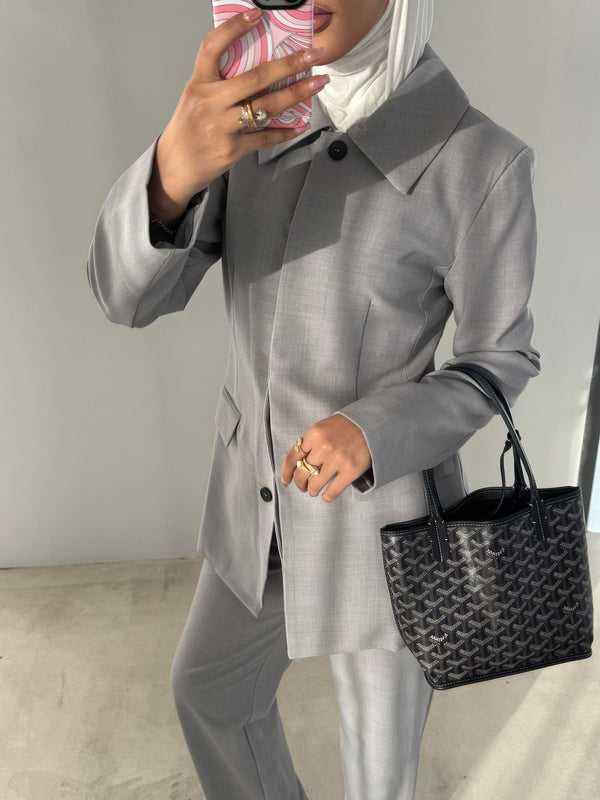 Hidden Buttons Blazer Set 2PC