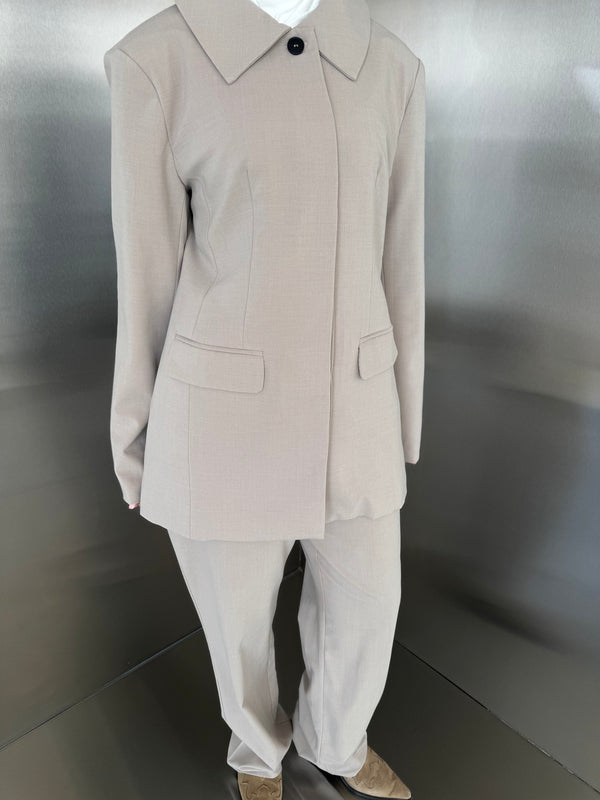 Hidden Buttons Blazer Set 2PC
