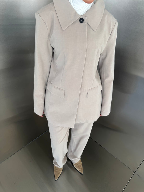 Hidden Buttons Blazer Set 2PC