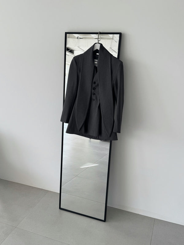 Gathered Waist Blazer w/ Scarf