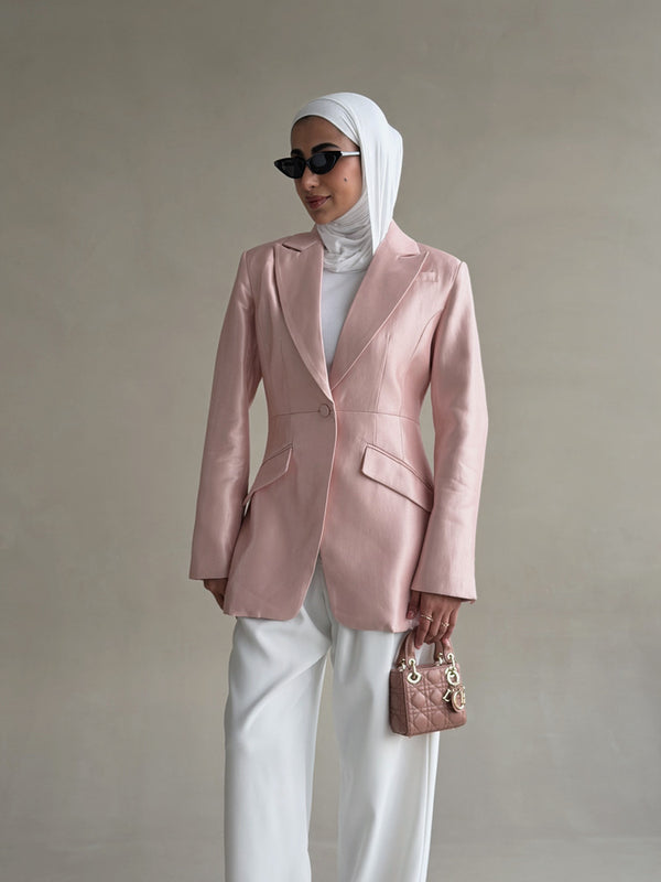 Satin Angled Flap Pockets Blazer