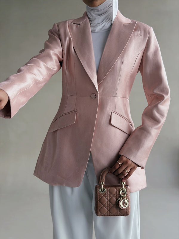 Satin Angled Flap Pockets Blazer